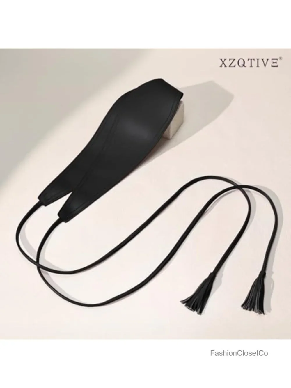 Faux Leather Wide Tassel Obi Wrap Belt for Dresses